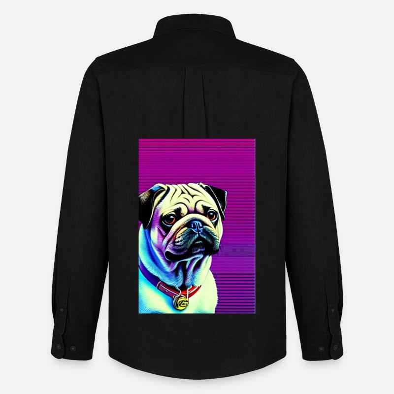 Mops Hund - Männer Oxford Hemd von Stanley/Stella - Schwarz