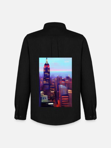 New York City Skyline - Men's Oxford Shirt by Stanley/Stella - black