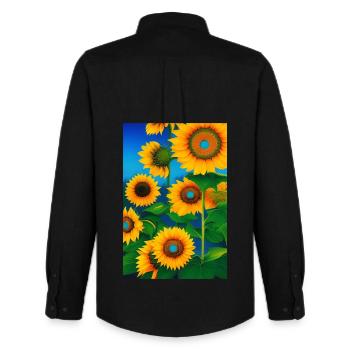 Sunflowers - Men's Oxford Shirt by Stanley/Stella - black - Back - AI Model Male 185 dark (185cm)