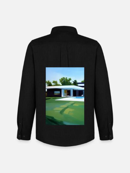 White villa with pool - Men's Oxford Shirt by Stanley/Stella - black