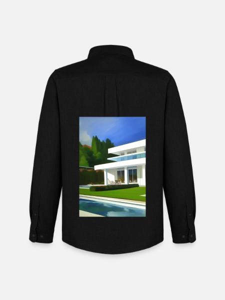 White villa with pool - Men's Oxford Shirt by Stanley/Stella - black