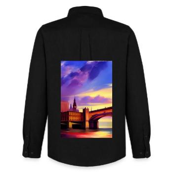 Ponts à Londres - Chemise Oxford homme Stanley/Stella - noir - Dos - AI Model Male 185 dark (185cm)
