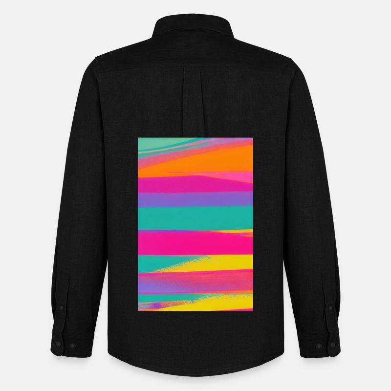 Retro Muster Bunt - Männer Oxford Hemd von Stanley/Stella - Schwarz