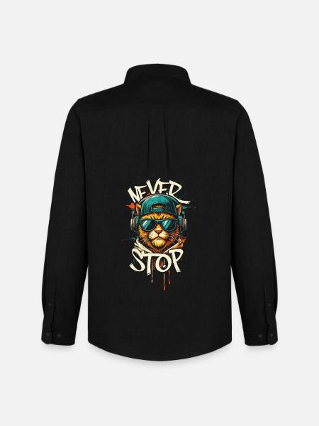 Cat Head Graffiti Hip-Hop - Men's Oxford Shirt by Stanley/Stella - black