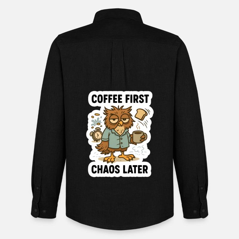 Kaffee zuerst Eule - Männer Oxford Hemd von Stanley/Stella - Schwarz
