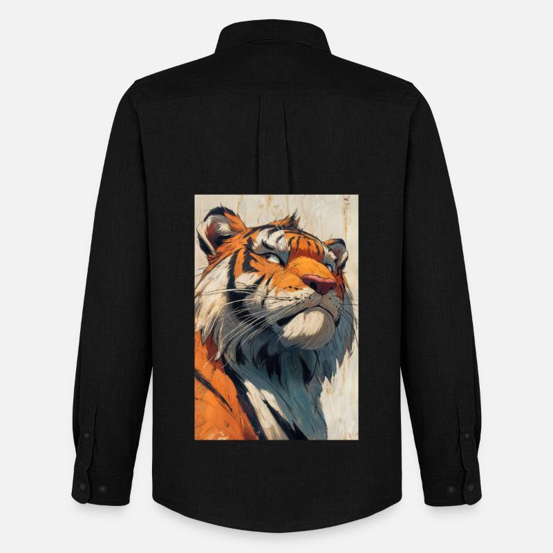 Illustration eines Tigers - Männer Oxford Hemd von Stanley/Stella - Schwarz