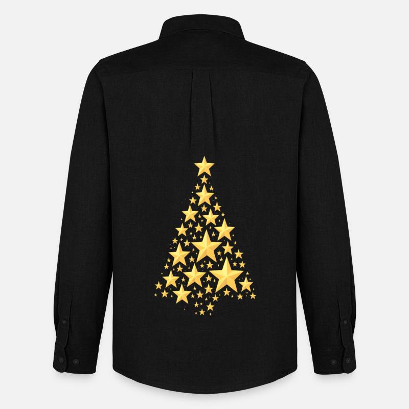 Goldener Sternen-Weihnachtsbaum - Männer Oxford Hemd von Stanley/Stella - Schwarz