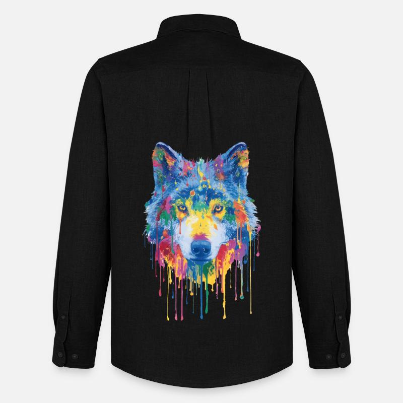 Wolf - Männer Oxford Hemd von Stanley/Stella - Schwarz