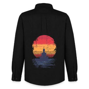 Sunset Meditation - Men's Oxford Shirt by Stanley/Stella - black - Back - AI Model Male 185 dark (185cm)