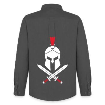 Logo Spartiate Épées Croisées Mascotte Spartan - Chemise Oxford homme Stanley/Stella - charbon - Dos - AI Model Male 185 dark (185cm)