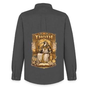 Trône de THOTH - Chemise Oxford homme Stanley/Stella - charbon - Dos - AI Model Male 185 dark (185cm)