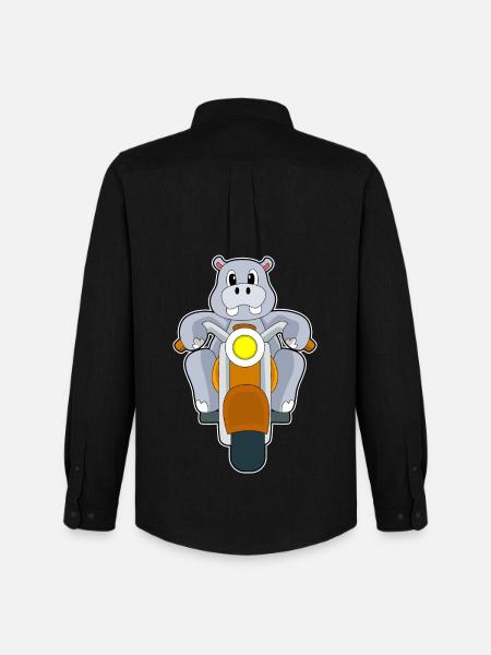 Hippopotamus Motorcycle - Men's Oxford Shirt by Stanley/Stella - black