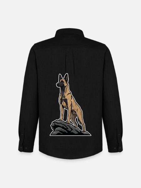 Belgisk schäfermalinois på klippporträtt - Stanley/Stella Oxfordskjorta Herr - svart