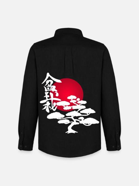 White tree and red sun - Men's Oxford Shirt by Stanley/Stella - black