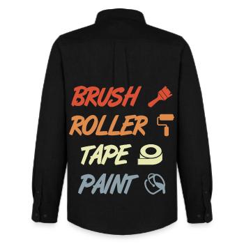 Brush Roller Tape Paint - Männer Oxford Hemd von Stanley/Stella - Schwarz - Hinten - AI Model Male 185 dark (185cm)