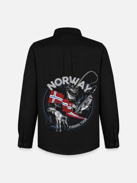 NORWAY FISHING TOUR - Moose Edition - Men's Oxford Shirt by Stanley/Stella - black
