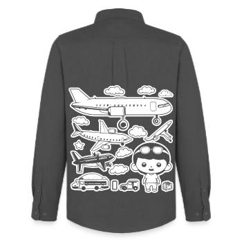 Airplanes Cartoon Style - Men's Oxford Shirt by Stanley/Stella - anthracite - Back - AI Model Male 185 dark (185cm)