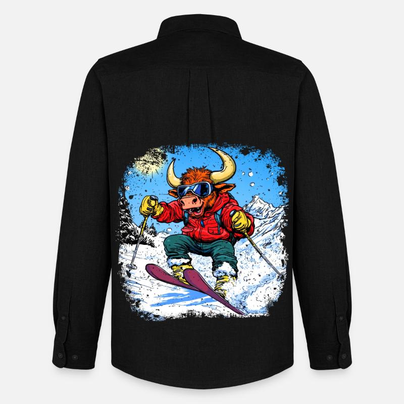 Ski Stier - Männer Oxford Hemd von Stanley/Stella - Schwarz