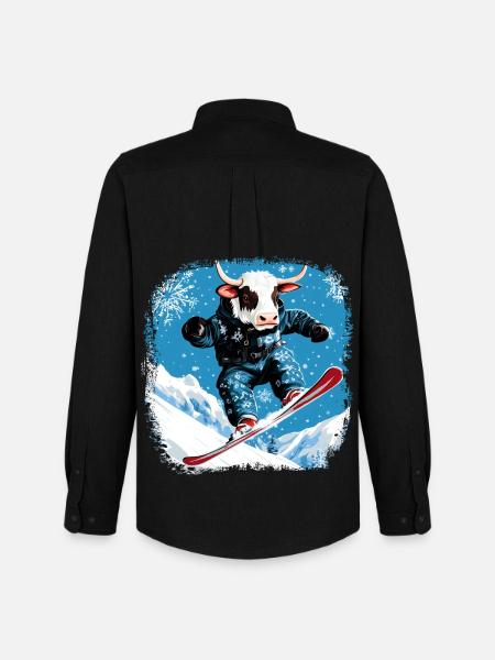 Vaches snowboard - Chemise Oxford homme Stanley/Stella - noir