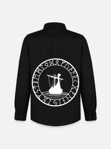 White Viking Longship and Compass - Men's Oxford Shirt by Stanley/Stella - black