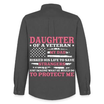 Daughter of a Veteran US Flag Pink - Men's Oxford Shirt by Stanley/Stella - anthracite - Back - AI Model Male 185 dark (185cm)