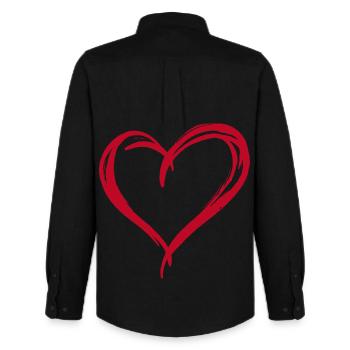 Herz - Männer Oxford Hemd von Stanley/Stella - Schwarz - Hinten - AI Model Male 185 dark (185cm)