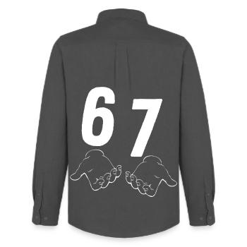 67 Six Seven - Männer Oxford Hemd von Stanley/Stella - Anthrazit - Hinten - AI Model Male 185 dark (185cm)