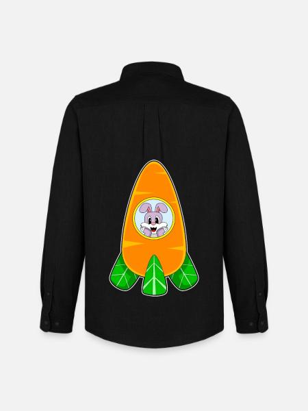 Rabbit Spaceship Space - Men's Oxford Shirt by Stanley/Stella - black