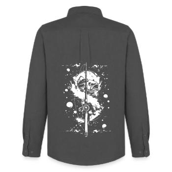 Fishing Color Street Art - Men's Oxford Shirt by Stanley/Stella - anthracite - Back - AI Model Male 185 dark (185cm)
