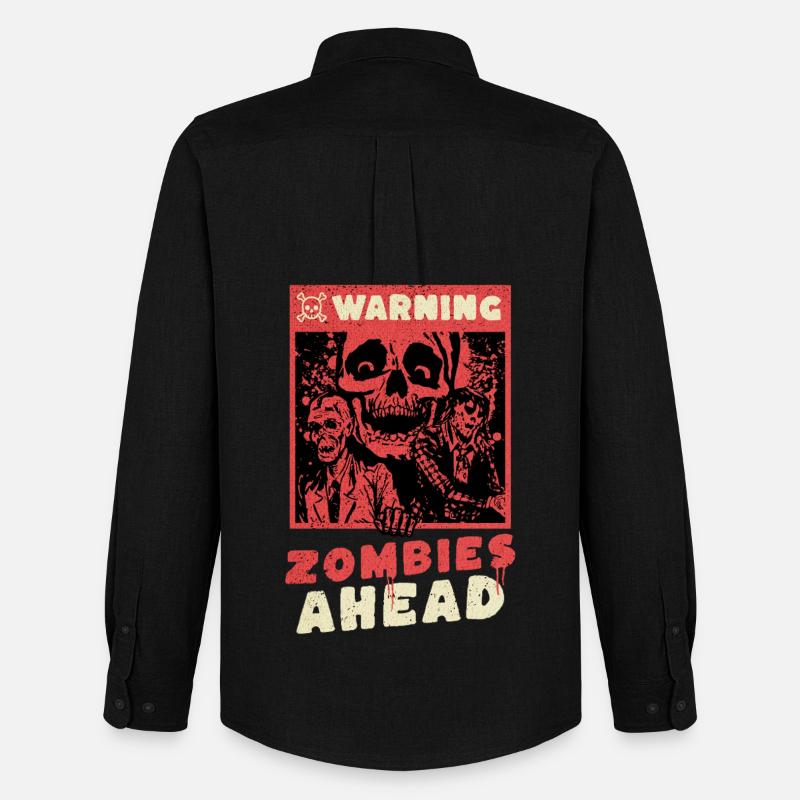 Horror - Warning Zombies Ahead - Männer Oxford Hemd von Stanley/Stella - Schwarz