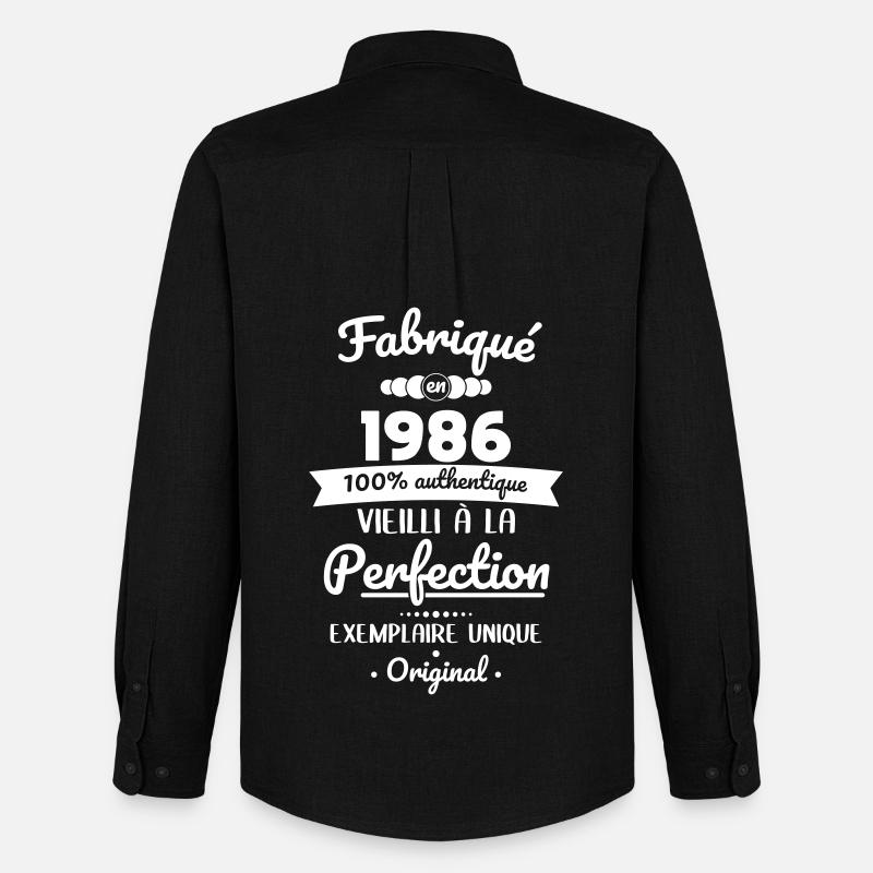 Hergestellt 1986 – Perfekt gereift - Männer Oxford Hemd von Stanley/Stella - Schwarz