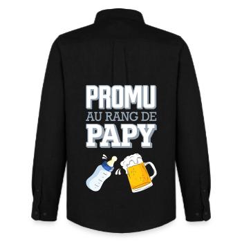 Promu au Rang de Papy Humour Naissance Bébé - Chemise Oxford homme Stanley/Stella - noir - Dos - AI Model Male 185 dark (185cm)