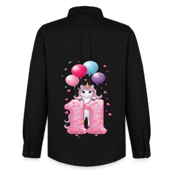 11 ans de Fille Mignonne Licorne 11e anniversaire - Chemise Oxford homme Stanley/Stella - noir - Dos - AI Model Male 185 dark (185cm)