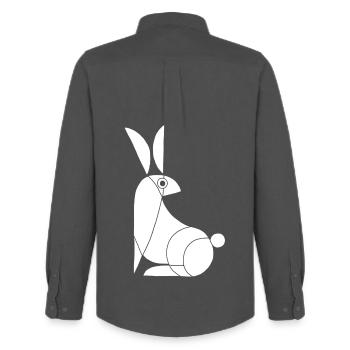 Funny White Rabbit - Men's Oxford Shirt by Stanley/Stella - anthracite - Back - AI Model Male 185 dark (185cm)