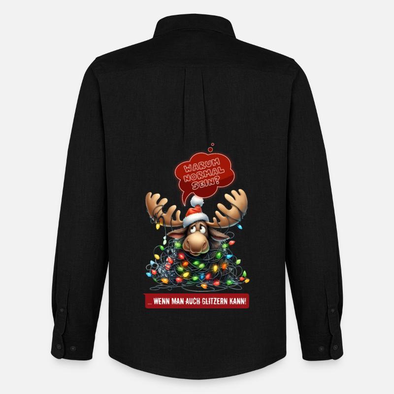 LUSTIGER ELCH | Weihnachtspulli | ugly sweater - Männer Oxford Hemd von Stanley/Stella - Schwarz