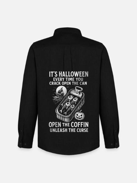Halloween Fischdosen gruseliges Design - Männer Oxford Hemd von Stanley/Stella - Schwarz