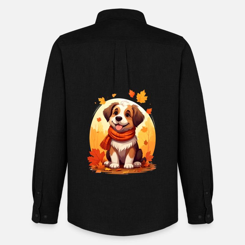 Hund im Herbst - Männer Oxford Hemd von Stanley/Stella - Schwarz