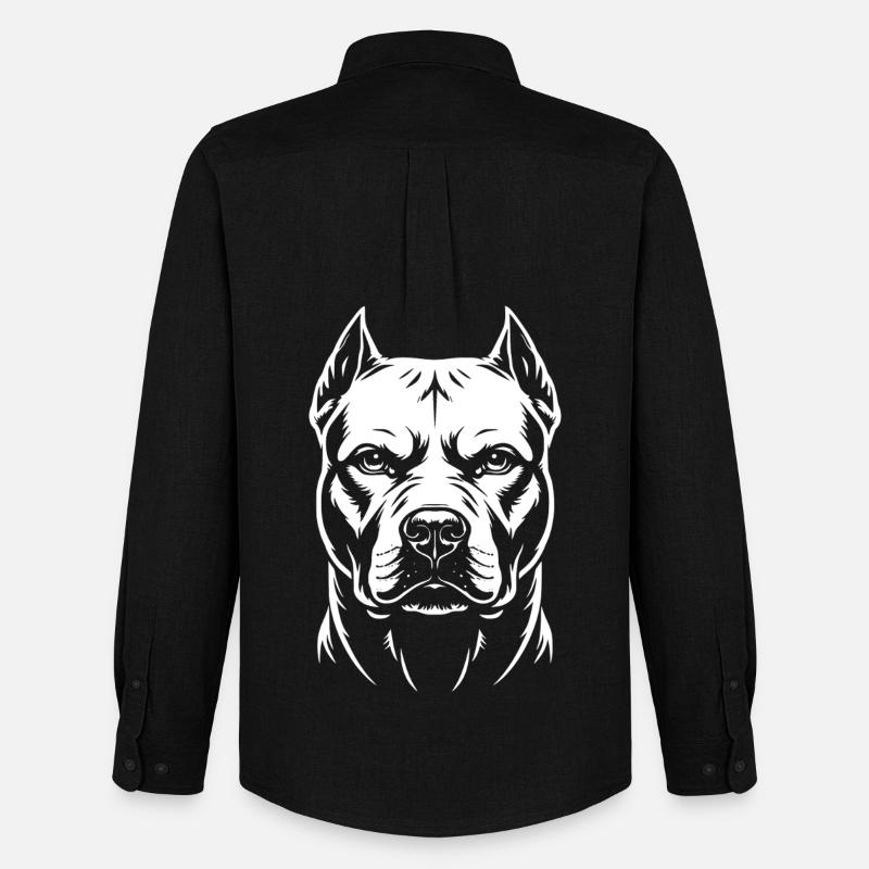 Pitbull Kopf  - Männer Oxford Hemd von Stanley/Stella - Schwarz