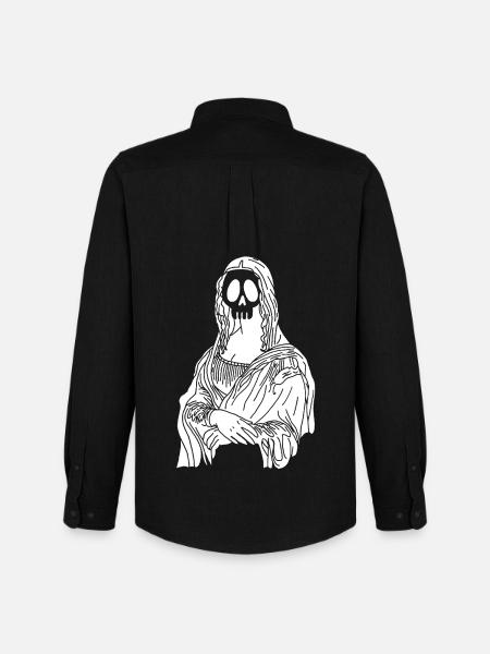 Mona Lisa Skull (White) - Men's Oxford Shirt by Stanley/Stella - black