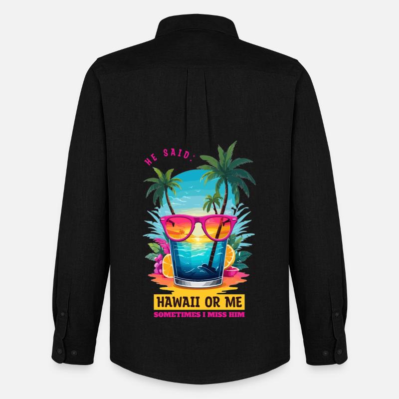Er sagte: Hawaii oder ich - Männer Oxford Hemd von Stanley/Stella - Schwarz