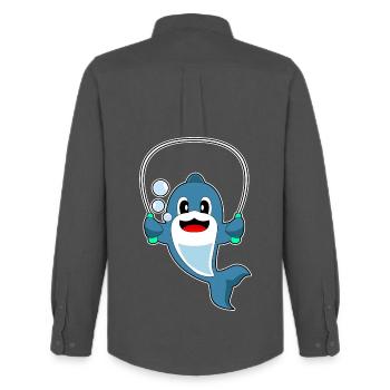 Delfin Seilspringen Springseil Fitness - Männer Oxford Hemd von Stanley/Stella - Anthrazit - Hinten - AI Model Male 185 dark (185cm)