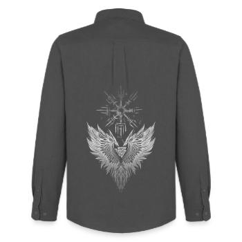 Raven Odin Vegvisir Valknut - Men's Oxford Shirt by Stanley/Stella - anthracite - Back - AI Model Male 185 dark (185cm)