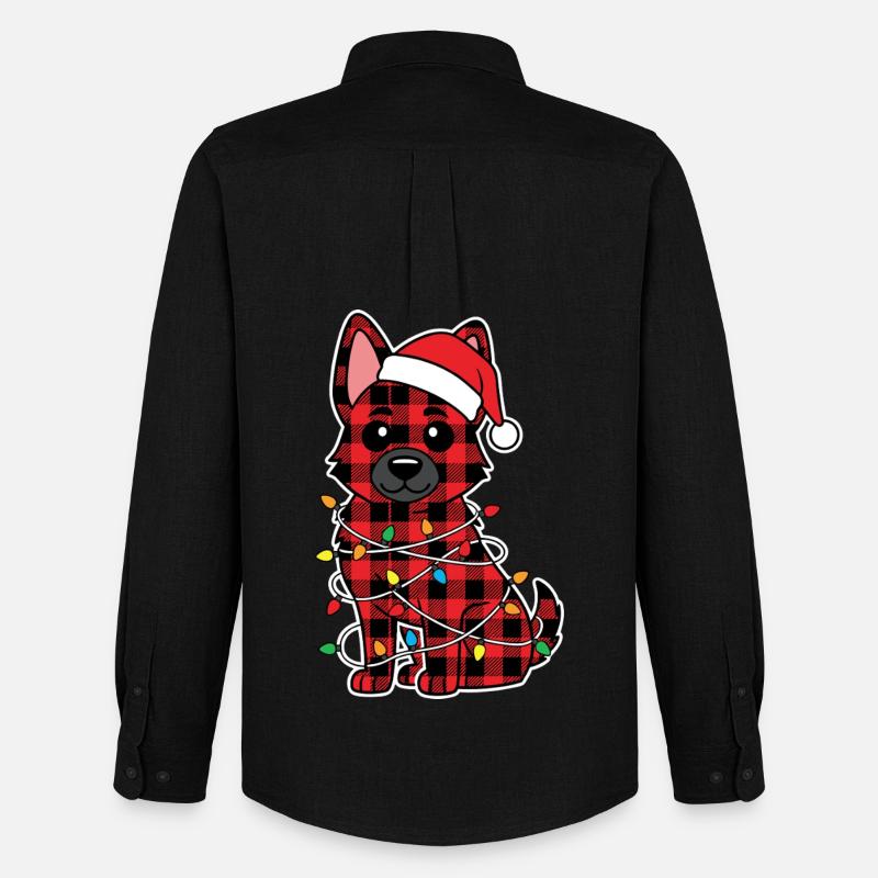 Deutscher Schäferhund Weihnachten Plaid Rot - Männer Oxford Hemd von Stanley/Stella - Schwarz