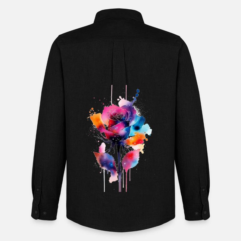 Blume - Männer Oxford Hemd von Stanley/Stella - Schwarz