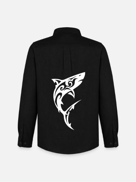 Tribal Shark Black White - Men's Oxford Shirt by Stanley/Stella - black