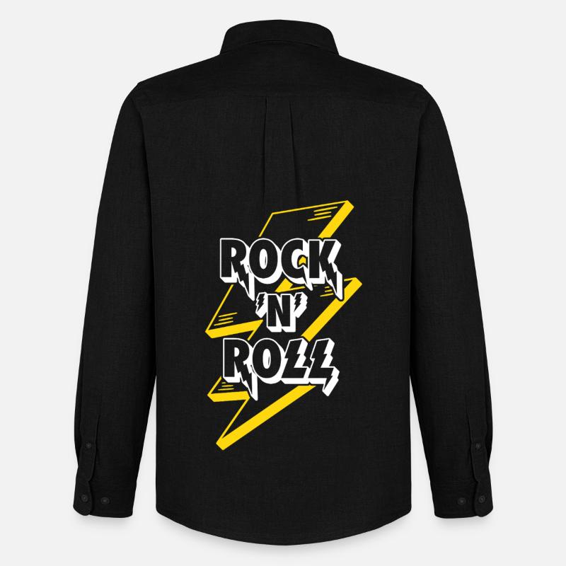 Rock'n'Roll Text Logo mit Blitz - Männer Oxford Hemd von Stanley/Stella - Schwarz