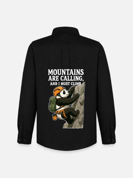 Funny climbing panda bouldering - Men's Oxford Shirt by Stanley/Stella - black
