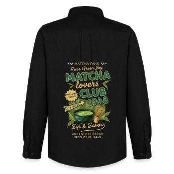 Matcha Lovers Club 1948 Grüner Tee Matcha Latte Spaß - Männer Oxford Hemd von Stanley/Stella - Schwarz - Hinten - AI Model Male 185 dark (185cm)