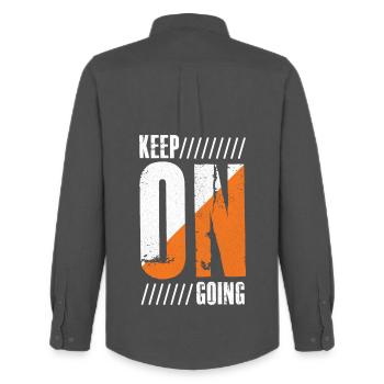 keep on going funny shirt - Men's Oxford Shirt by Stanley/Stella - anthracite - Back - AI Model Male 185 dark (185cm)