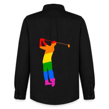 Regenbogen Golfer - Männer Oxford Hemd von Stanley/Stella - Schwarz - Hinten - AI Model Male 185 dark (185cm)
